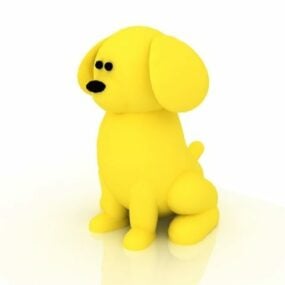 דגם 3D צעצוע לכלב מצויר צהוב
