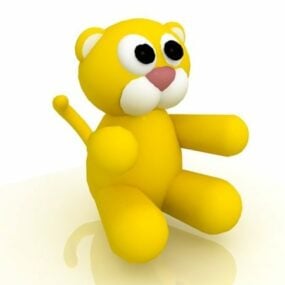 Yellow Cartoon Tiger Character 3d model