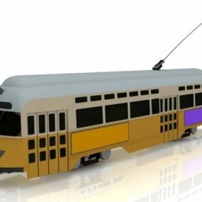 Yellow Electric Tram 3d model