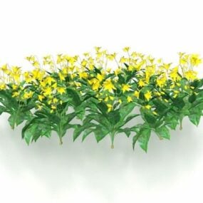 Modelo 3d de plantas de flores amarelas
