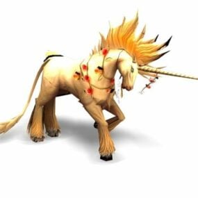 Yellow Unicorn Animal 3d model