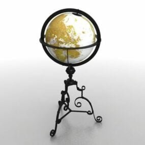 Жовтий глобус світу 3d модель