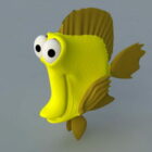 Personaje de dibujos animados de pez amarillo