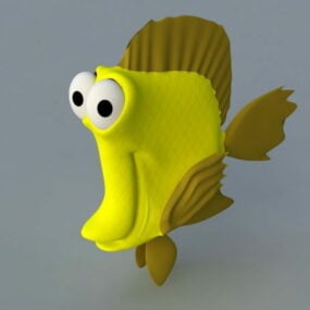 Yellowfish Cartoon Character 3d model