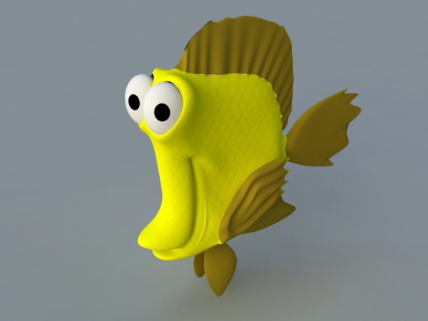 Personnage de dessin animé de poisson jaune