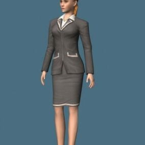 Молодая деловая женщина стоя & Rigged модель 3d