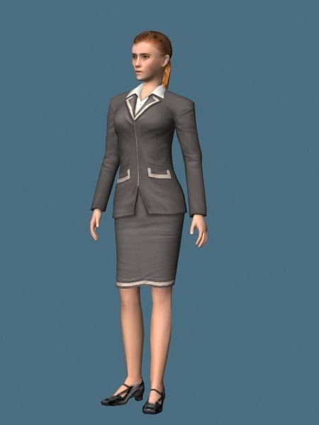 Young Business Woman Standing & Rigged