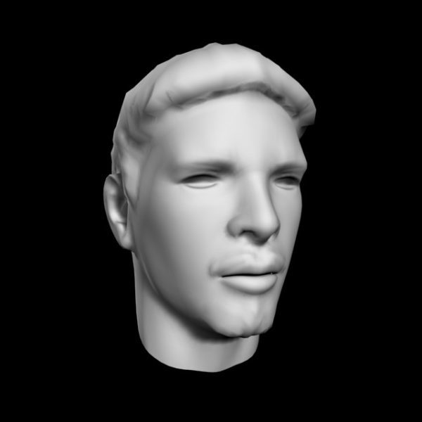 Young Man Head Basic Polygon Free 3d Model - .Obj - Open3dModel