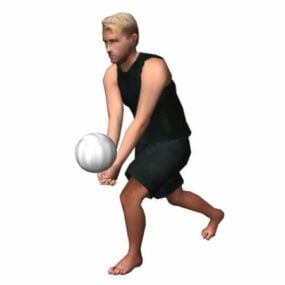 Personaje joven jugando voleibol modelo 3d
