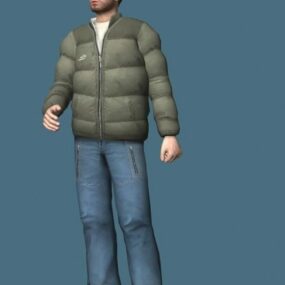 Young Man Posing In Winter 3d model