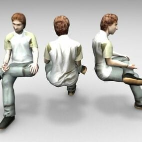 Young Man Sitting 3d model