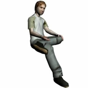 Karakter Genç Adam Oturuyor ve Konuşuyor 3D model
