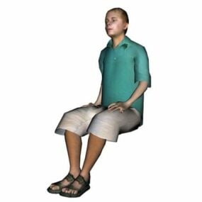 Character Young Man Sitting On Chair 3d model