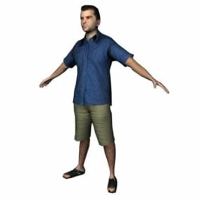 Junger Mann steht im Hemd 3D-Modell