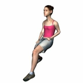 Young Woman In A Sitting Position Character 3d model