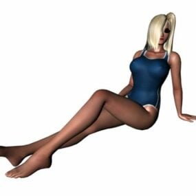 شخصیت زن جوان در مدل لباس شنا سه بعدی
