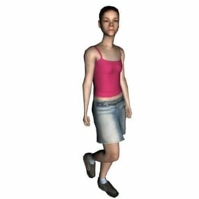 Personnage de jeune femme marchant modèle 3D