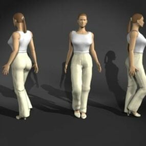Genç Kadın Yürüyen Poz Karakteri 3D model