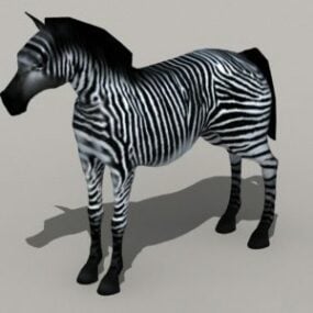 Zebra Zvíře V Africkém travnatém poli 3D modelu
