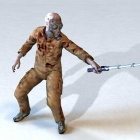 Zombie With Baton 3d model