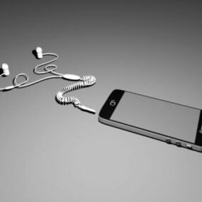 Iphone med ørepropper 3d-modell