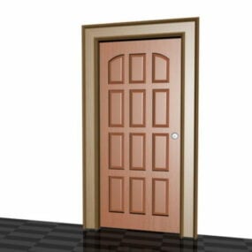 12 Panel Wood Home Door 3d model