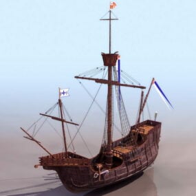 船舶スペイン 3 本マスト帆船 XNUMXD モデル