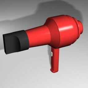 Elektrický červený vysoušeč vlasů 3D model