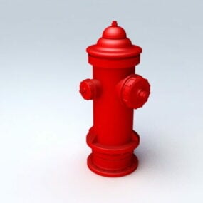 Red Fire Hydrant On Street 3d model