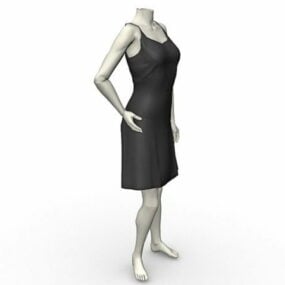 3D model ženských černých šatů manekýn