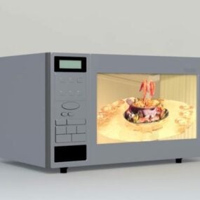 Modelo 3d de forno de microondas de cozinha