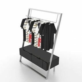 Supermarket Clothing Display Rack 3D-malli
