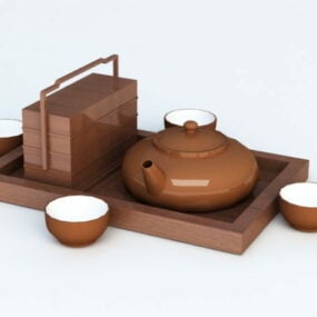 Set da tè cinese da cucina modello 3d