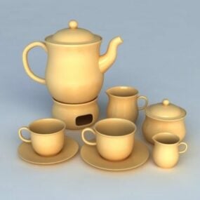 Juegos de té ingleses de cocina modelo 3d