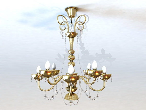 Antique Colonial Style Brass Chandelier