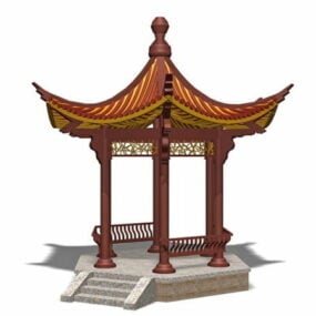 مدل سه بعدی غرفه چینی کوچک باستانی