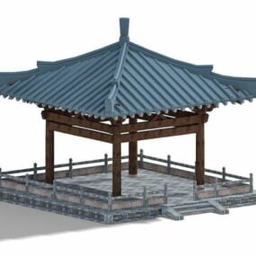 Pavillon de jardin chinois à architecture antique modèle 3D