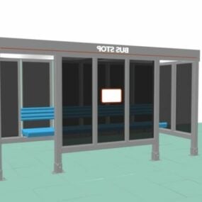مدل سه بعدی سرپناه ایستگاه اتوبوس در جاده