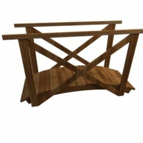 Wooden Outdoor Garden Bridge 3d model