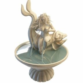 Meerjungfrau-Statue-Wasserbrunnen 3D-Modell