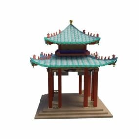 Model 3D starożytnego chińskiego pawilonu