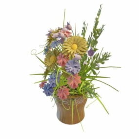 Vazo Dekorasyonunda Çiçekleri Düzenleme 3d model
