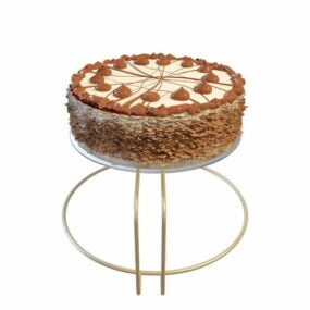 접시에 음식 초콜릿 케이크 3d 모델