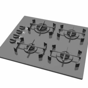 4d модель кухонної газової плити з 3 конфорками