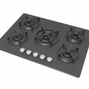 3d модель кухонної газової плити з нержавіючої сталі