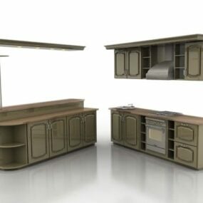 L Design de cozinha com balcão modelo 3d
