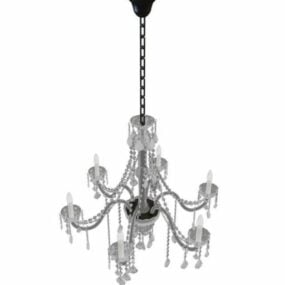 6 Arm Chandelier With Glass Drop 3d model