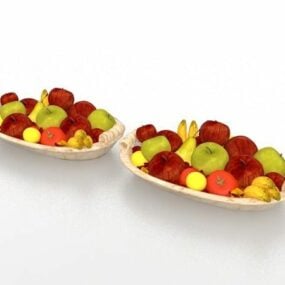 Frisk frugt sæt på tallerken 3d-model