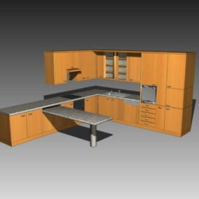 厨房L形橱柜带台面3d模型
