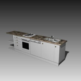Yhden alemman keittiökaapin 3d-malli